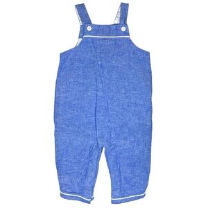 Janie and Jack Blue Linen Blend Overalls Size 3-6M